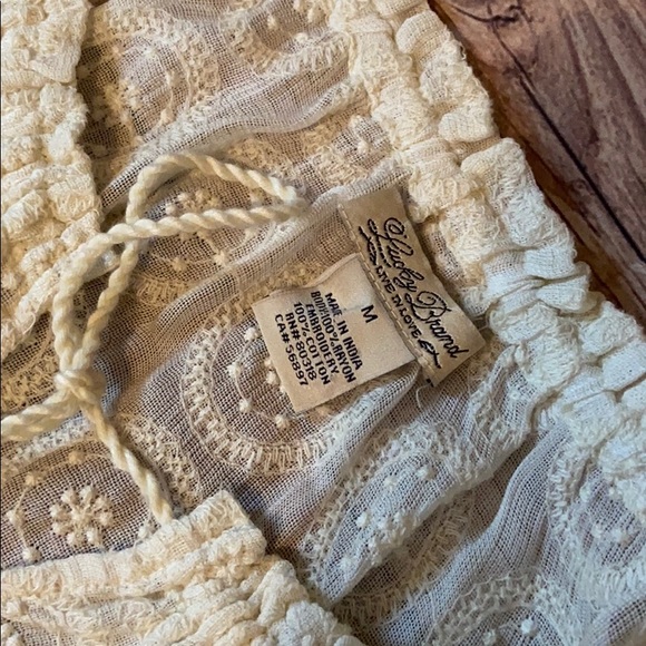 Lucky Brand Cotton Embroidered Sheer Top Sz M - Picture 2 of 7